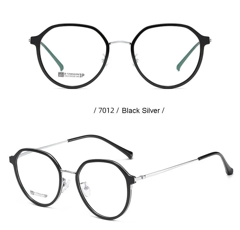 Hotochski Unisex Full Rim Round Beta Titanium Frame Eyeglasses 7012