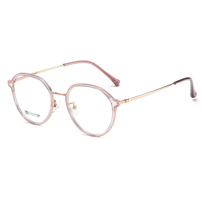 Hotochski Unisex Full Rim Round Beta Titanium Frame Eyeglasses 7012