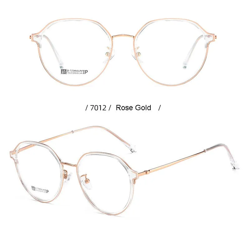 Hotochski Unisex Full Rim Round Beta Titanium Frame Eyeglasses 7012
