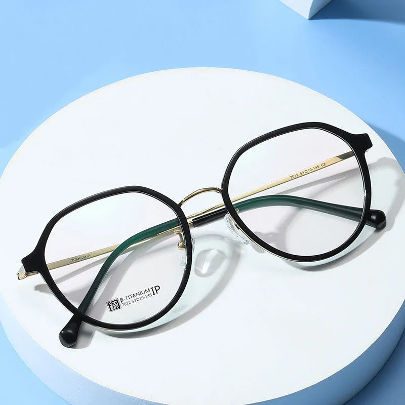 Hotochski Unisex Full Rim Round Beta Titanium Frame Eyeglasses 7012