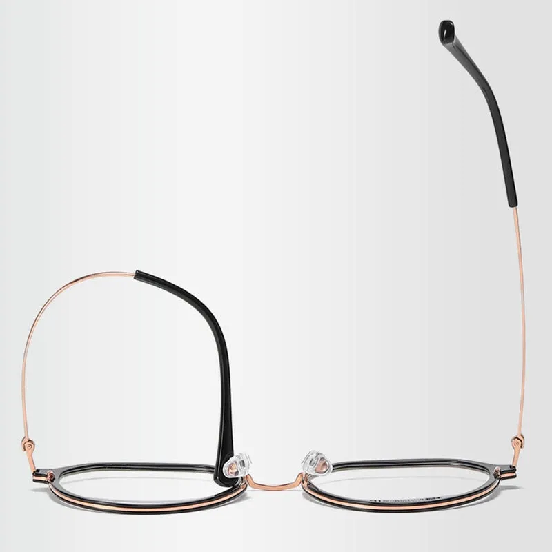 Hotochski Unisex Full Rim Round Beta Titanium Frame Eyeglasses 7012