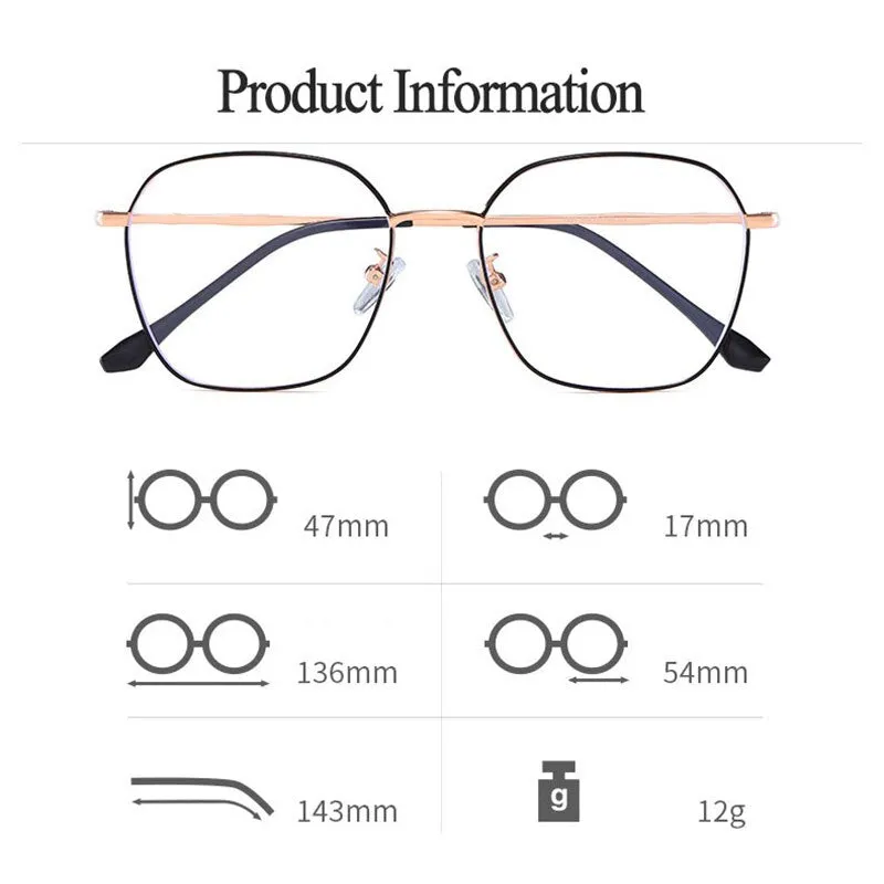 Hotony Unisex Full Rim Alloy Polygonal Frame Eyeglasses Zy9037