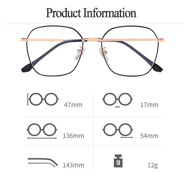 Hotony Unisex Full Rim Alloy Polygonal Frame Eyeglasses Zy9037