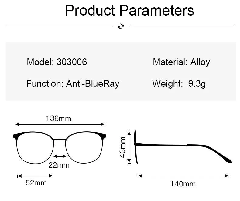 Hotony Unisex Full Rim Alloy Round Frame Eyeglasses 33006
