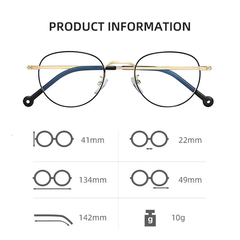 Hotony Unisex Full Rim Alloy Round Frame Eyeglasses 9957