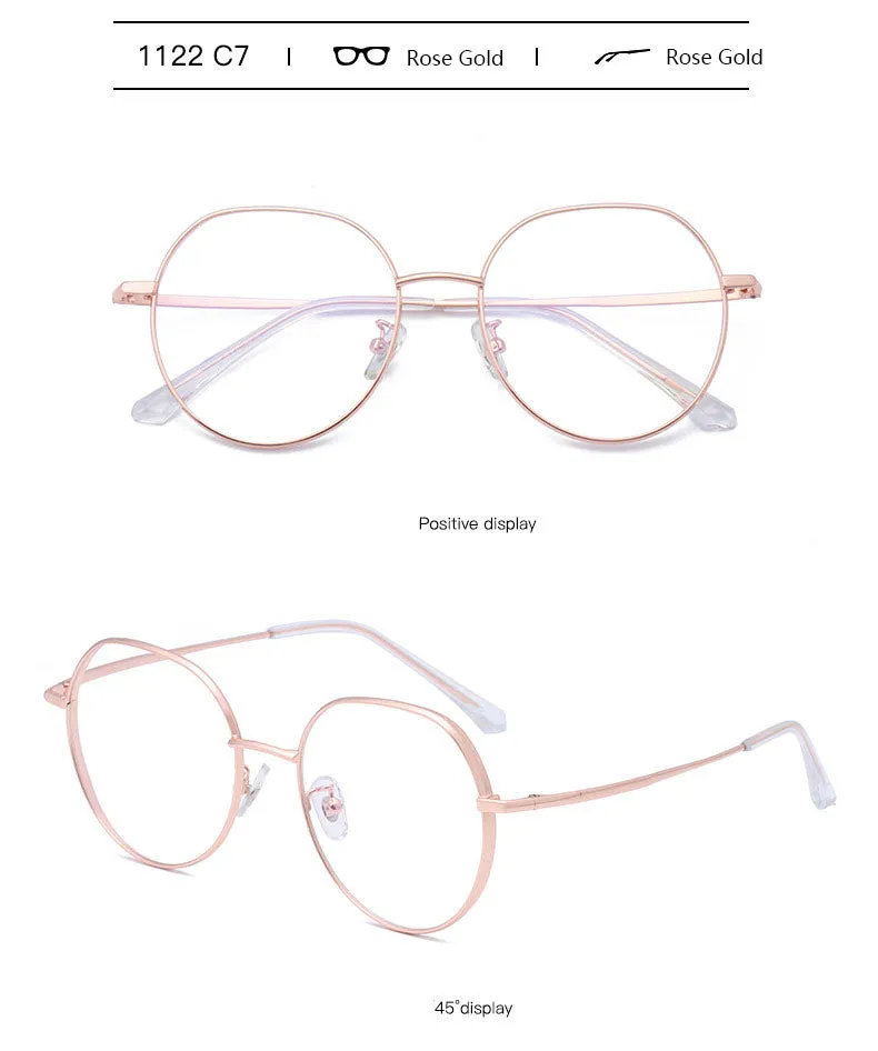 Hotony Unisex Full Rim Polygonal Round Titanium Frame Eyeglasses 1122