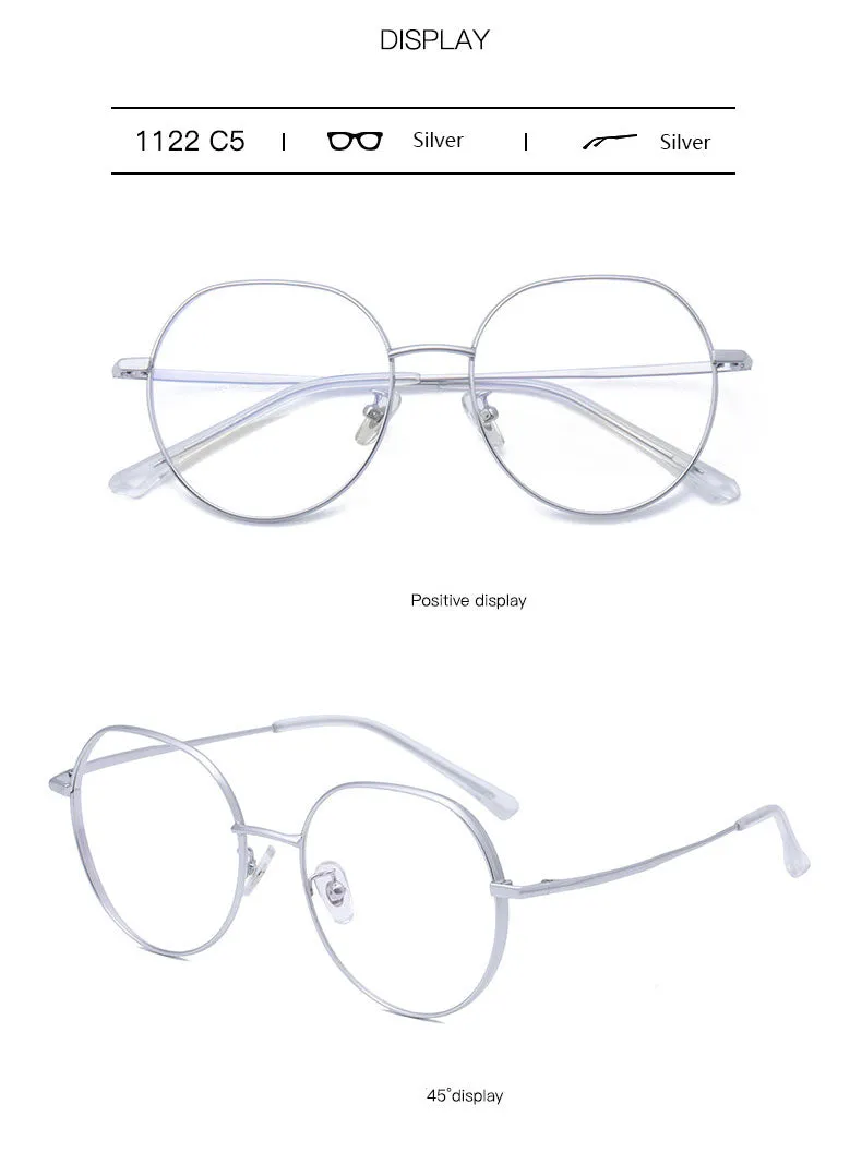 Hotony Unisex Full Rim Polygonal Round Titanium Frame Eyeglasses 1122
