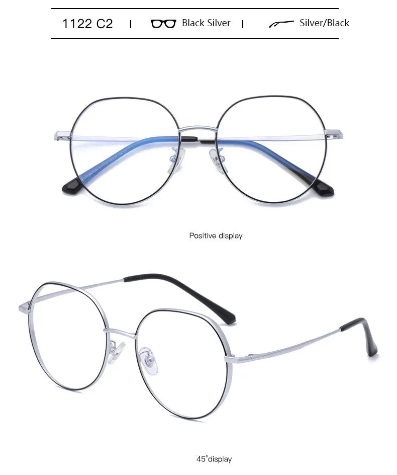 Hotony Unisex Full Rim Polygonal Round Titanium Frame Eyeglasses 1122