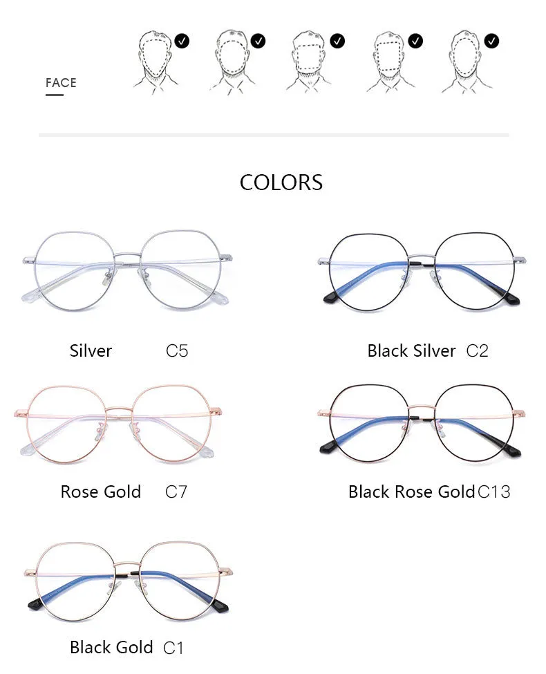 Hotony Unisex Full Rim Polygonal Round Titanium Frame Eyeglasses 1122