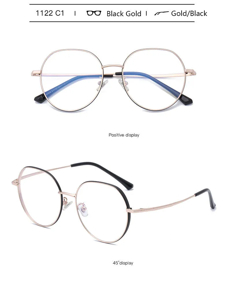 Hotony Unisex Full Rim Polygonal Round Titanium Frame Eyeglasses 1122
