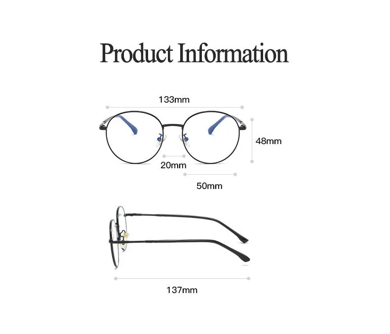 Hotony Unisex Full Rim Round Alloy Eyeglasses 61099