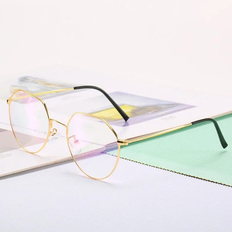 Hotony Unisex Full Rim Round Alloy Spring Hinge Frame Eyeglasses 66030