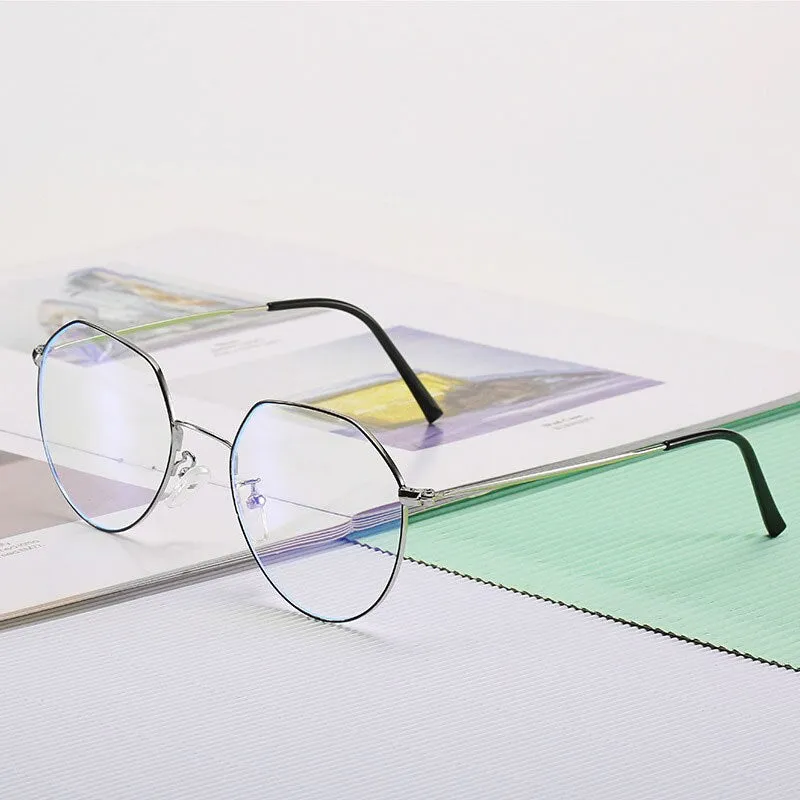 Hotony Unisex Full Rim Round Alloy Spring Hinge Frame Eyeglasses 66030