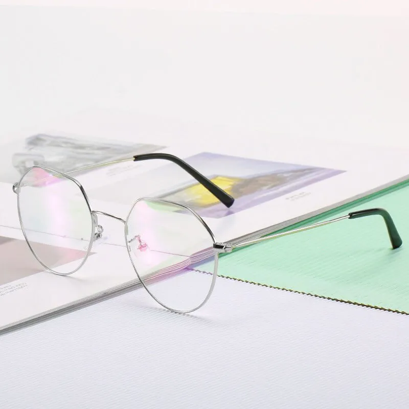 Hotony Unisex Full Rim Round Alloy Spring Hinge Frame Eyeglasses 66030