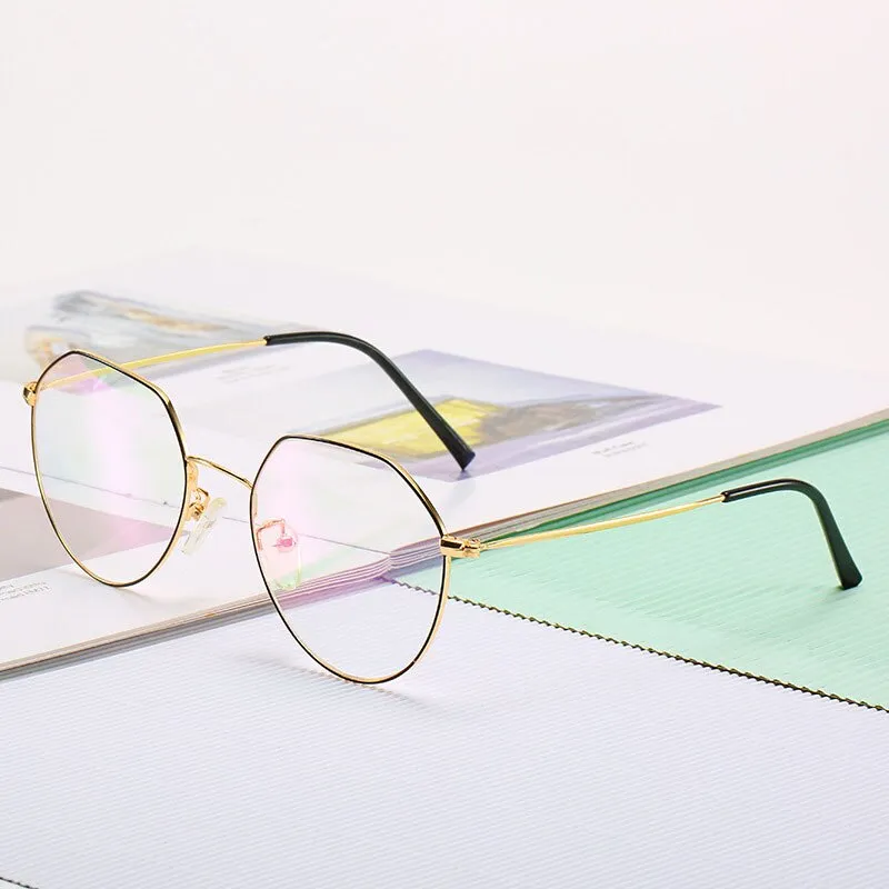 Hotony Unisex Full Rim Round Alloy Spring Hinge Frame Eyeglasses 66030