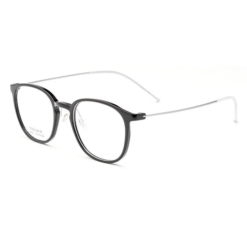 Hotony Unisex Full Rim Round Square Tr 90 Acetate Aluminum Eyeglasses 822m