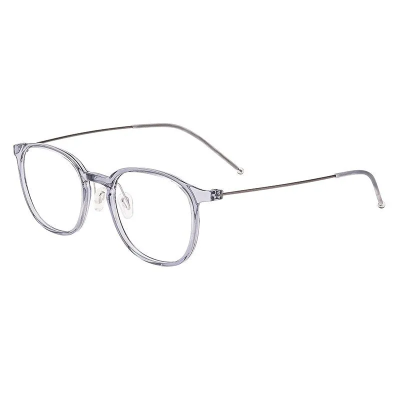 Hotony Unisex Full Rim Round Square Tr 90 Acetate Aluminum Eyeglasses 822m