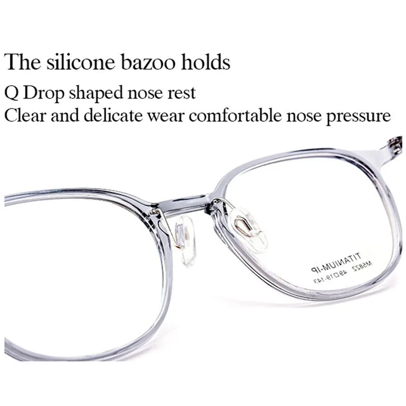Hotony Unisex Full Rim Round Square Tr 90 Acetate Aluminum Eyeglasses 822m
