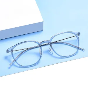 Hotony Unisex Full Rim Round Square Tr 90 Acetate Aluminum Eyeglasses 822m