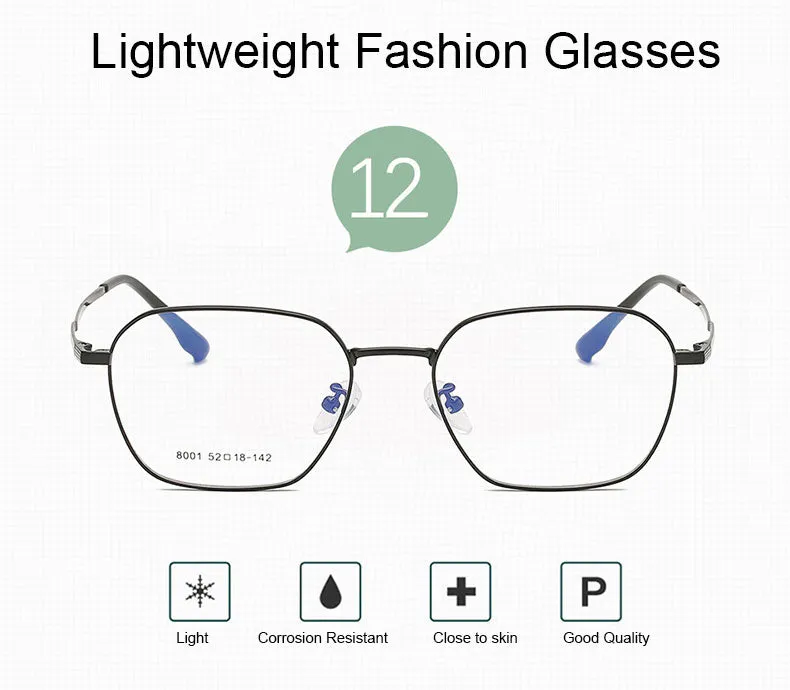 Hotony Unisex Full Rim Square Alloy Frame Eyeglasses 8001