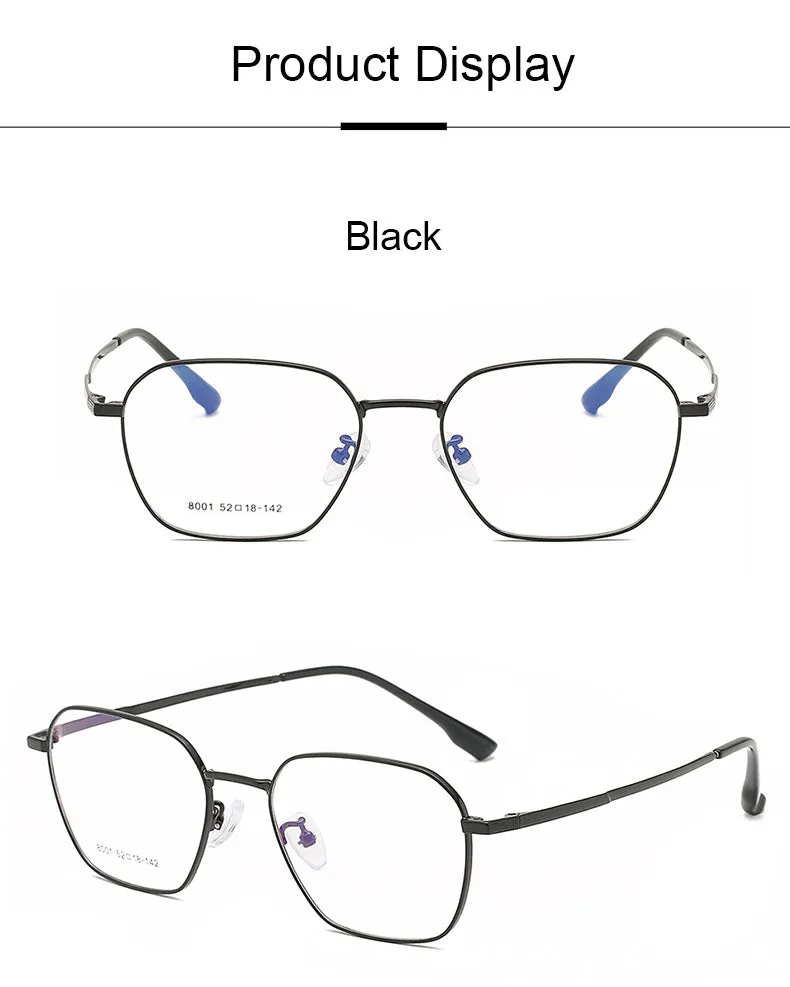 Hotony Unisex Full Rim Square Alloy Frame Eyeglasses 8001