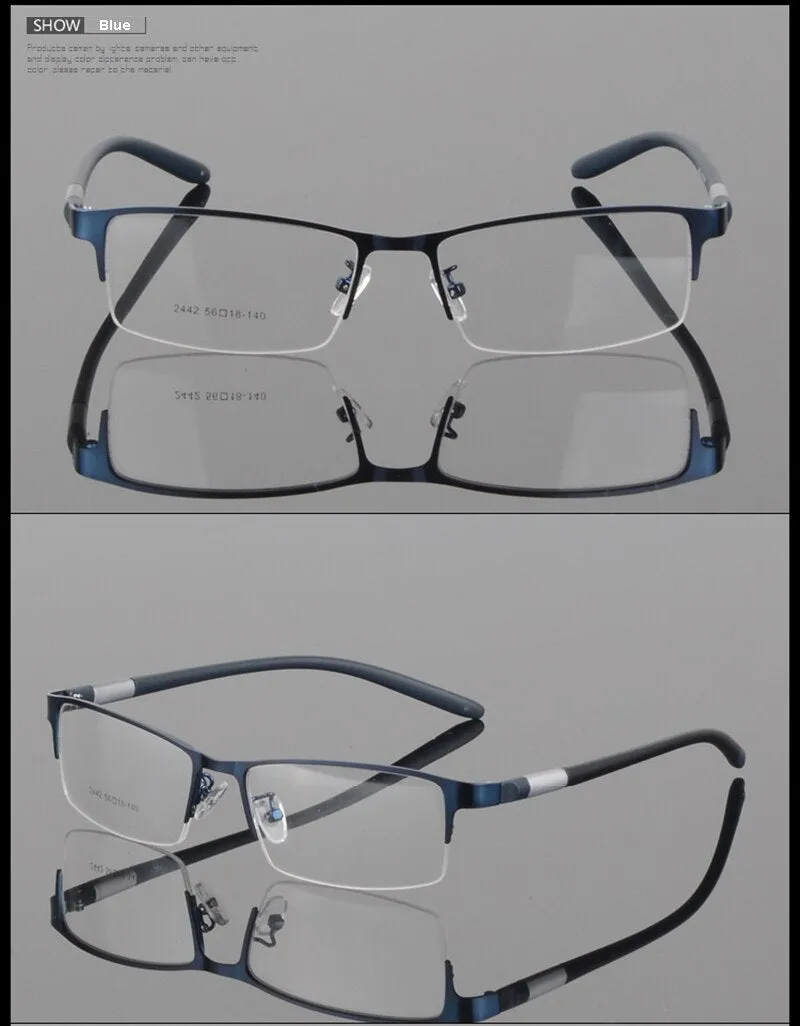 Hotony Unisex Semi Rim Alloy Frame TR 90 Temple Eyeglasses 2242