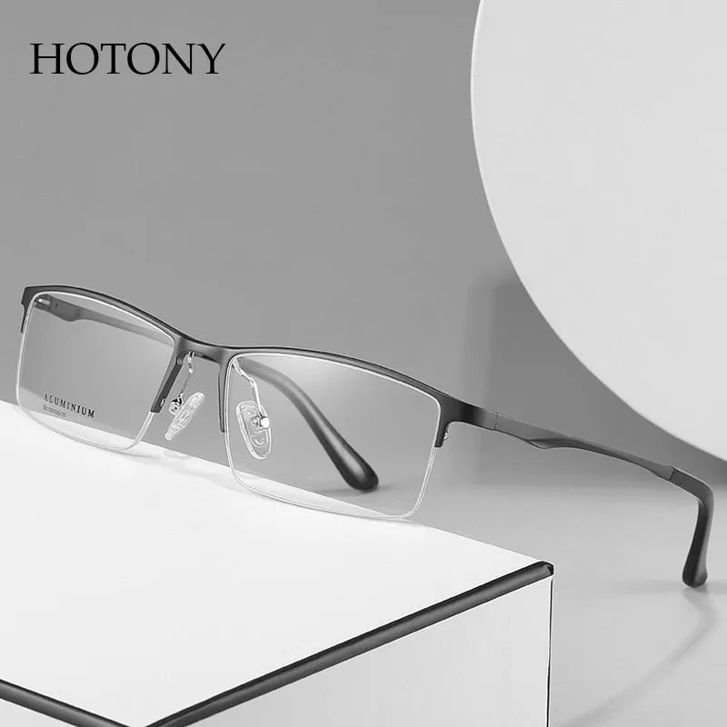 Hotony Unisex Semi Rim Rectangle Alloy Frame Eyeglasses 6263