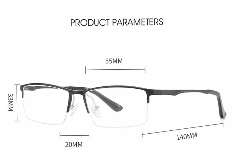 Hotony Unisex Semi Rim Rectangle Alloy Frame Eyeglasses 6263