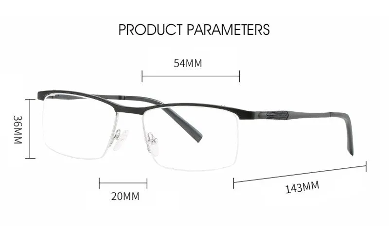 Hotony Unisex Semi Rim Square Alloy Frame Eyeglasses 6303