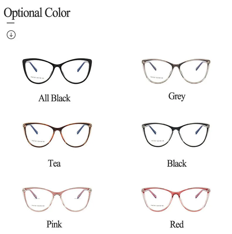 Hotony Woman's Full Rim Cat Eye TR 90 Resin Alloy Frame Eyeglasses 7001