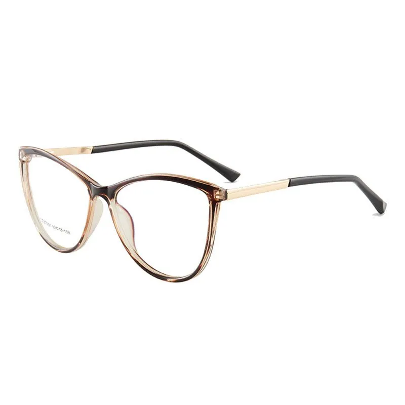 Hotony Woman's Full Rim Cat Eye TR 90 Resin Alloy Frame Eyeglasses 7001