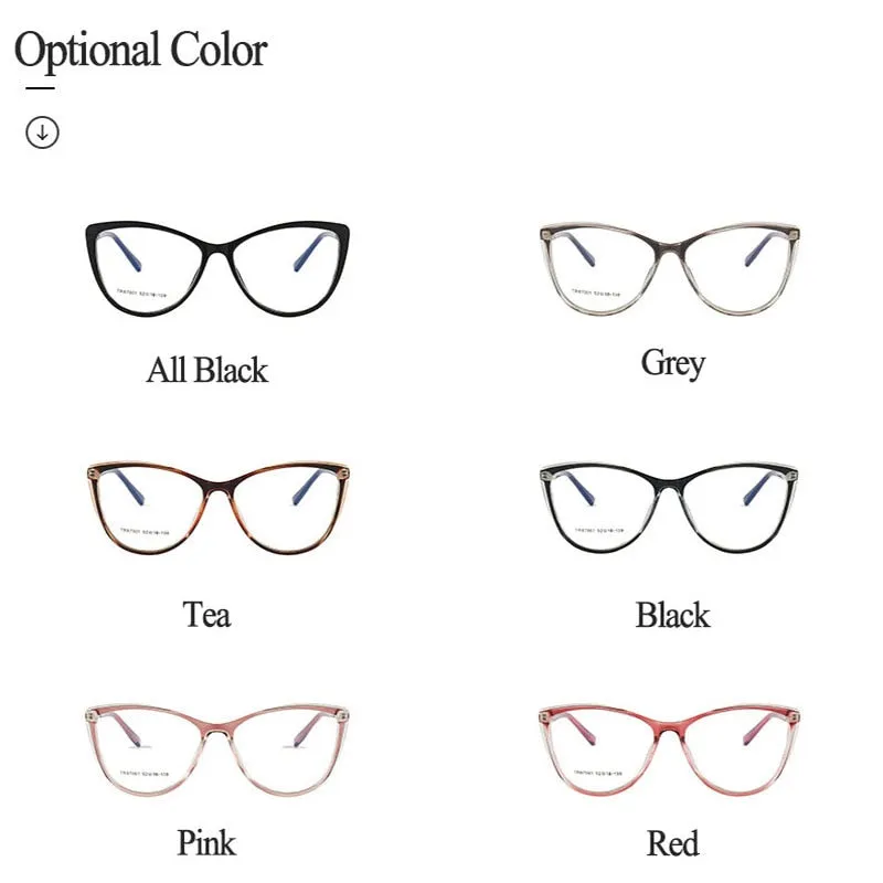 Hotony Woman's Full Rim Cat Eye TR 90 Resin Alloy Frame Eyeglasses 7001