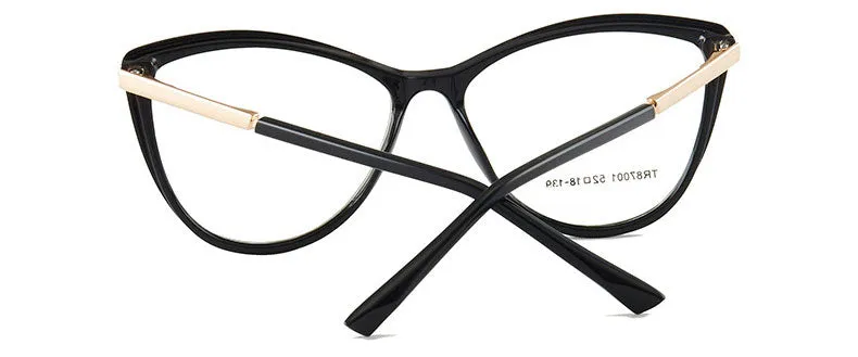 Hotony Woman's Full Rim Cat Eye TR 90 Resin Alloy Frame Eyeglasses 7001