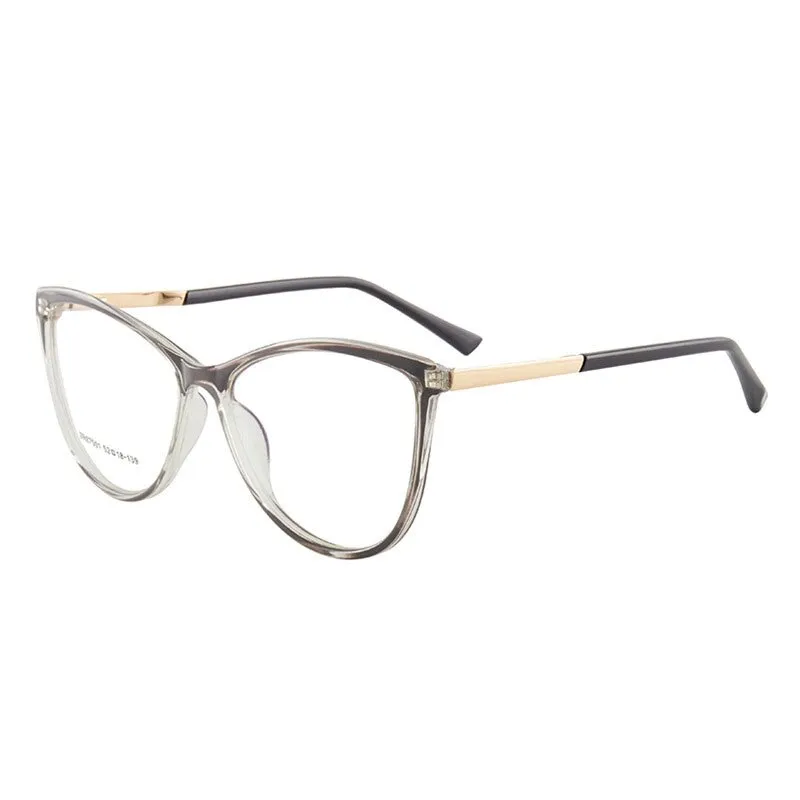 Hotony Woman's Full Rim Cat Eye TR 90 Resin Alloy Frame Eyeglasses 7001