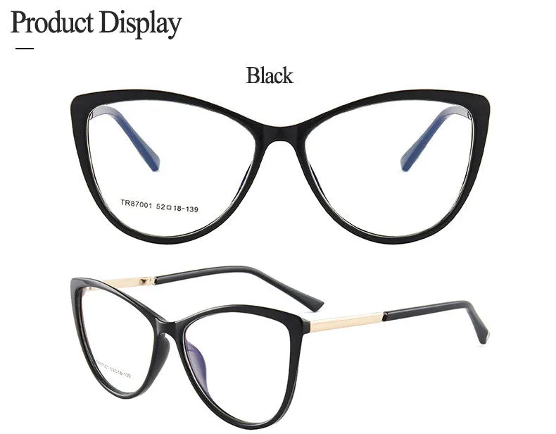 Hotony Woman's Full Rim Cat Eye TR 90 Resin Alloy Frame Eyeglasses 7001