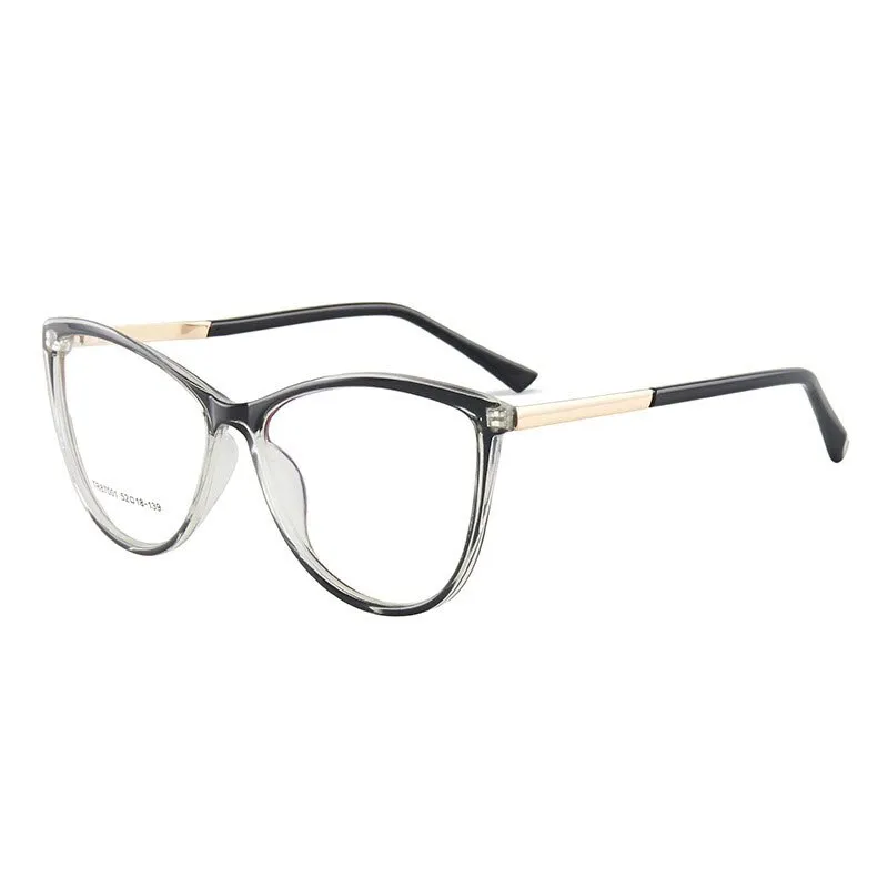 Hotony Woman's Full Rim Cat Eye TR 90 Resin Alloy Frame Eyeglasses 7001