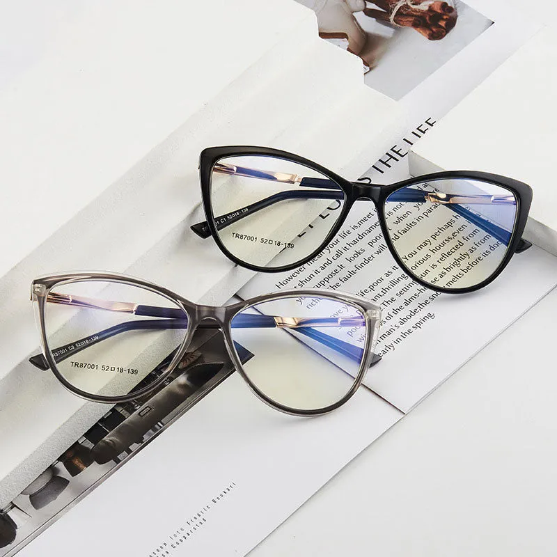 Hotony Woman's Full Rim Cat Eye TR 90 Resin Alloy Frame Eyeglasses 7001