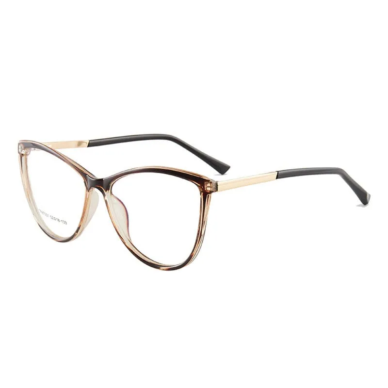 Hotony Woman's Full Rim Cat Eye TR 90 Resin Alloy Frame Eyeglasses 7001