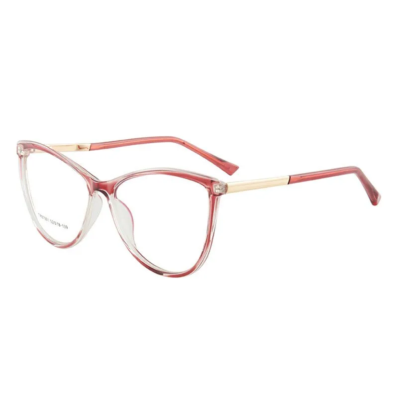 Hotony Woman's Full Rim Cat Eye TR 90 Resin Alloy Frame Eyeglasses 7001