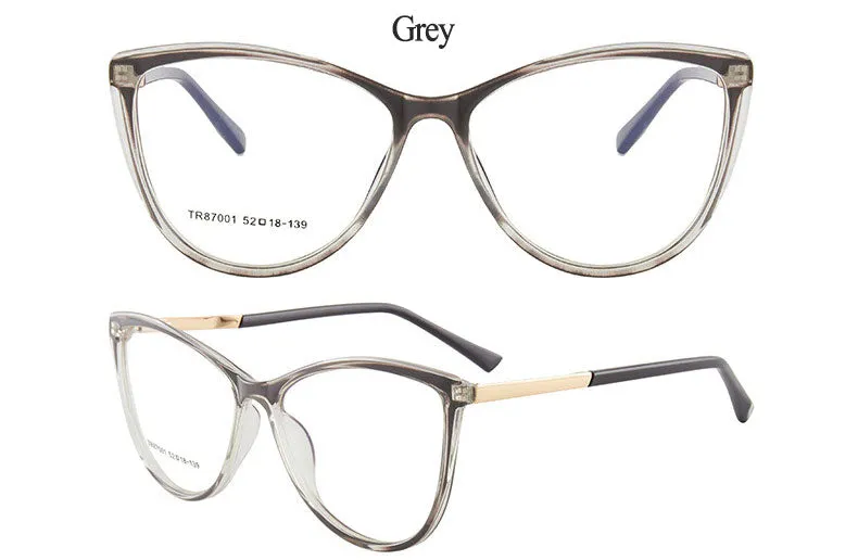 Hotony Woman's Full Rim Cat Eye TR 90 Resin Alloy Frame Eyeglasses 7001