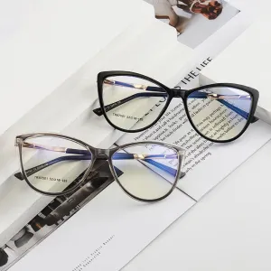 Hotony Woman's Full Rim Cat Eye TR 90 Resin Alloy Frame Eyeglasses 7001