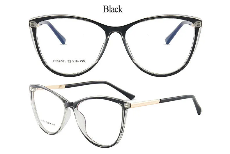 Hotony Woman's Full Rim Cat Eye TR 90 Resin Alloy Frame Eyeglasses 7001