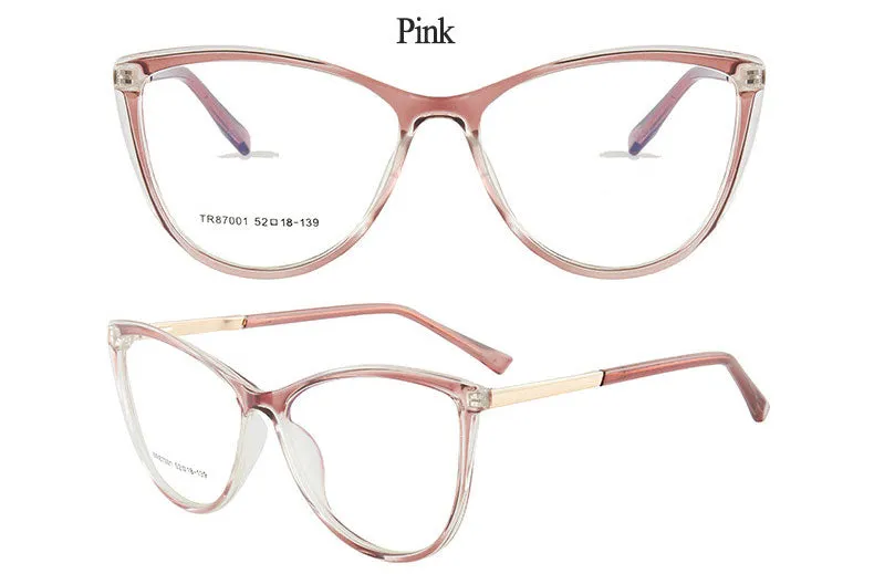 Hotony Woman's Full Rim Cat Eye TR 90 Resin Alloy Frame Eyeglasses 7001