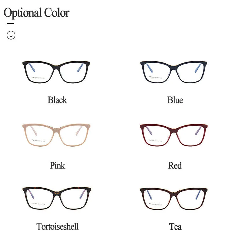 Hotony Woman's Full Rim Square TR 90 Resin Alloy Frame Eyeglasses 7009