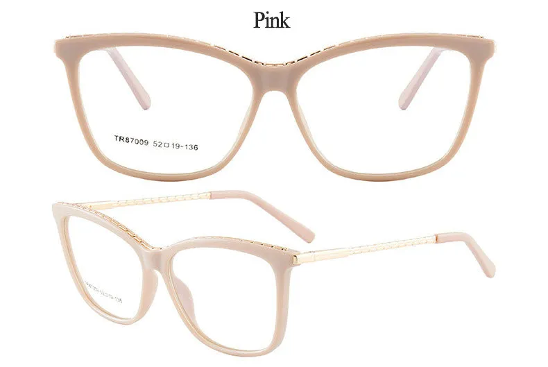 Hotony Woman's Full Rim Square TR 90 Resin Alloy Frame Eyeglasses 7009