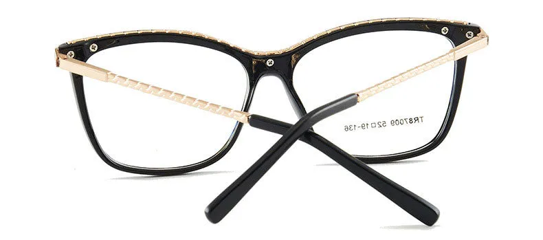 Hotony Woman's Full Rim Square TR 90 Resin Alloy Frame Eyeglasses 7009