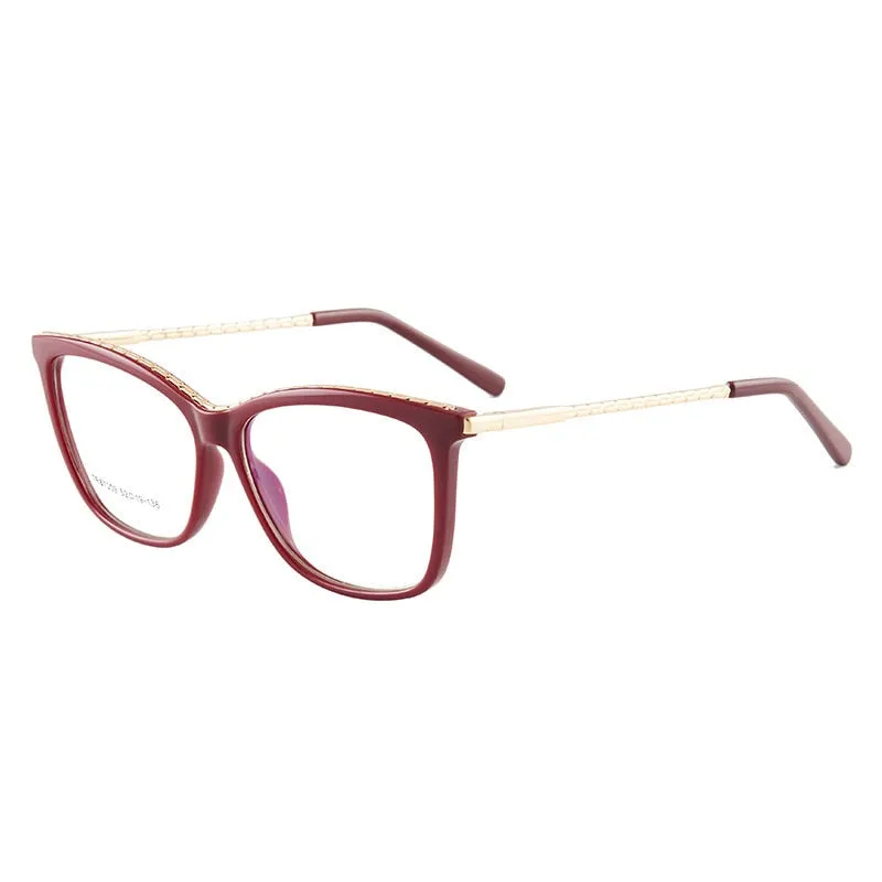 Hotony Woman's Full Rim Square TR 90 Resin Alloy Frame Eyeglasses 7009