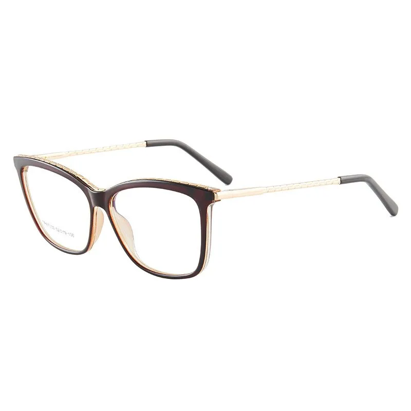 Hotony Woman's Full Rim Square TR 90 Resin Alloy Frame Eyeglasses 7009