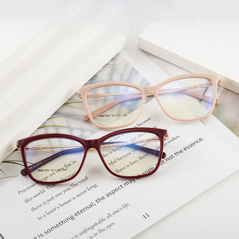 Hotony Woman's Full Rim Square TR 90 Resin Alloy Frame Eyeglasses 7009