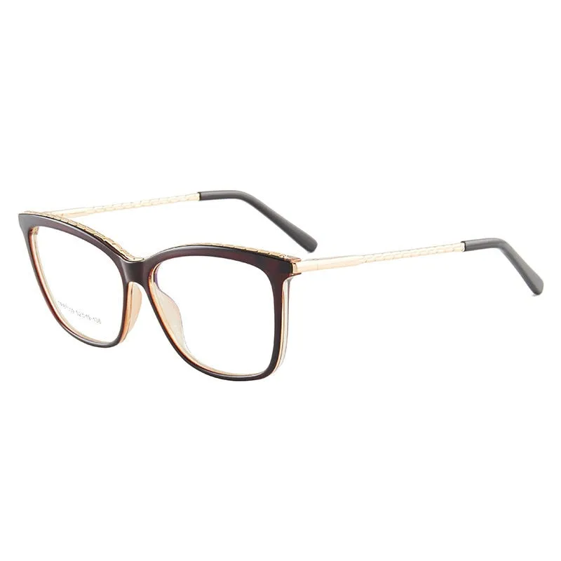 Hotony Woman's Full Rim Square TR 90 Resin Alloy Frame Eyeglasses 7009